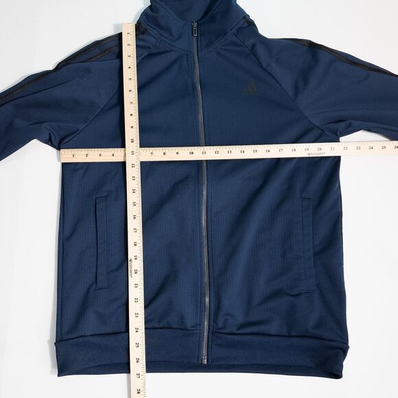 Adidas 3 Stripes Track Jacket Mens Large Blue Black Ripstop Grid Fleece DH9089 - Picture 4 of 16